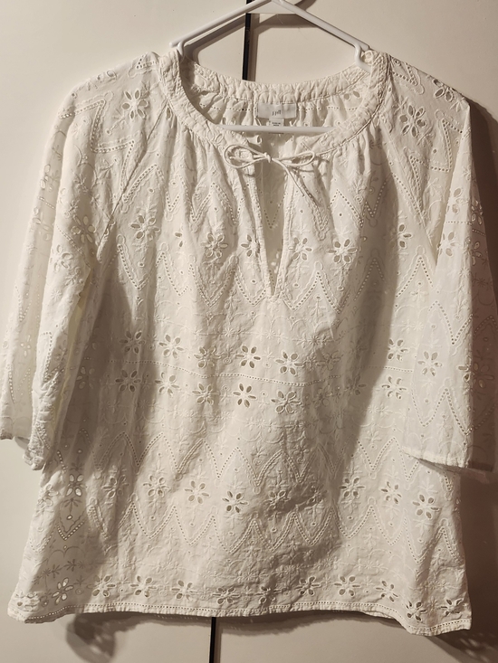 J. Jill Tops - JJILL Women’s White Eyelet Peasant Top